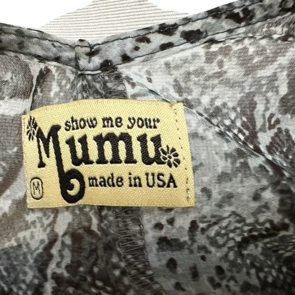 Show Me Your Mumu Women Sheer Snakeskin V Neck Maxi dress Sz Med Gray Sleeveless - Picture 9 of 9